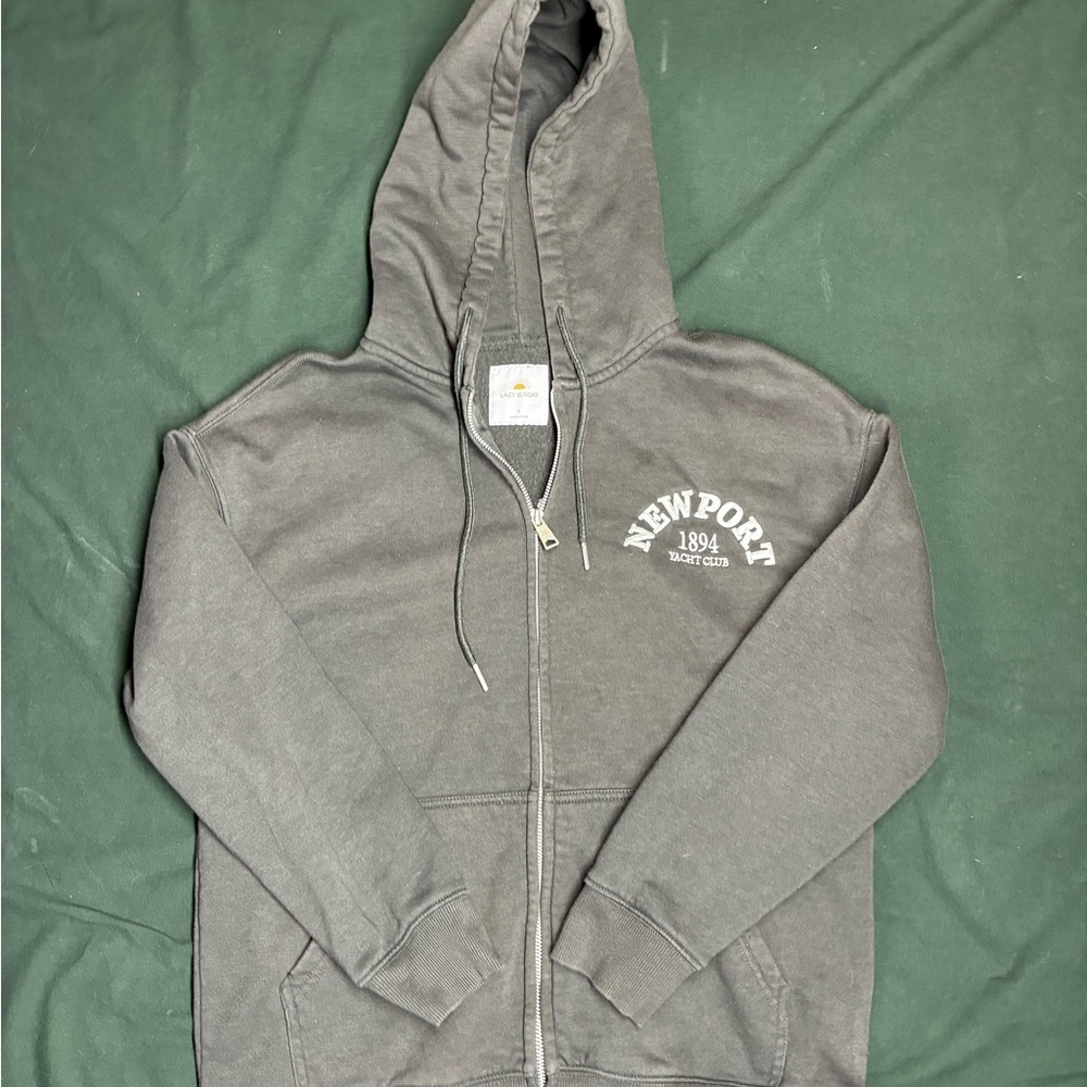 Lazy Sunday Gray Zip-Up Hoodie
